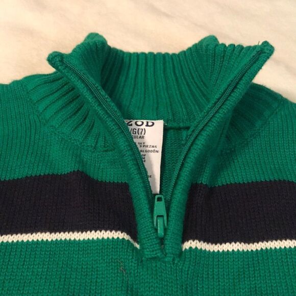 NWT Izod Green & Navy Stripe Sweater - Size L (7) - Picture 5 of 6